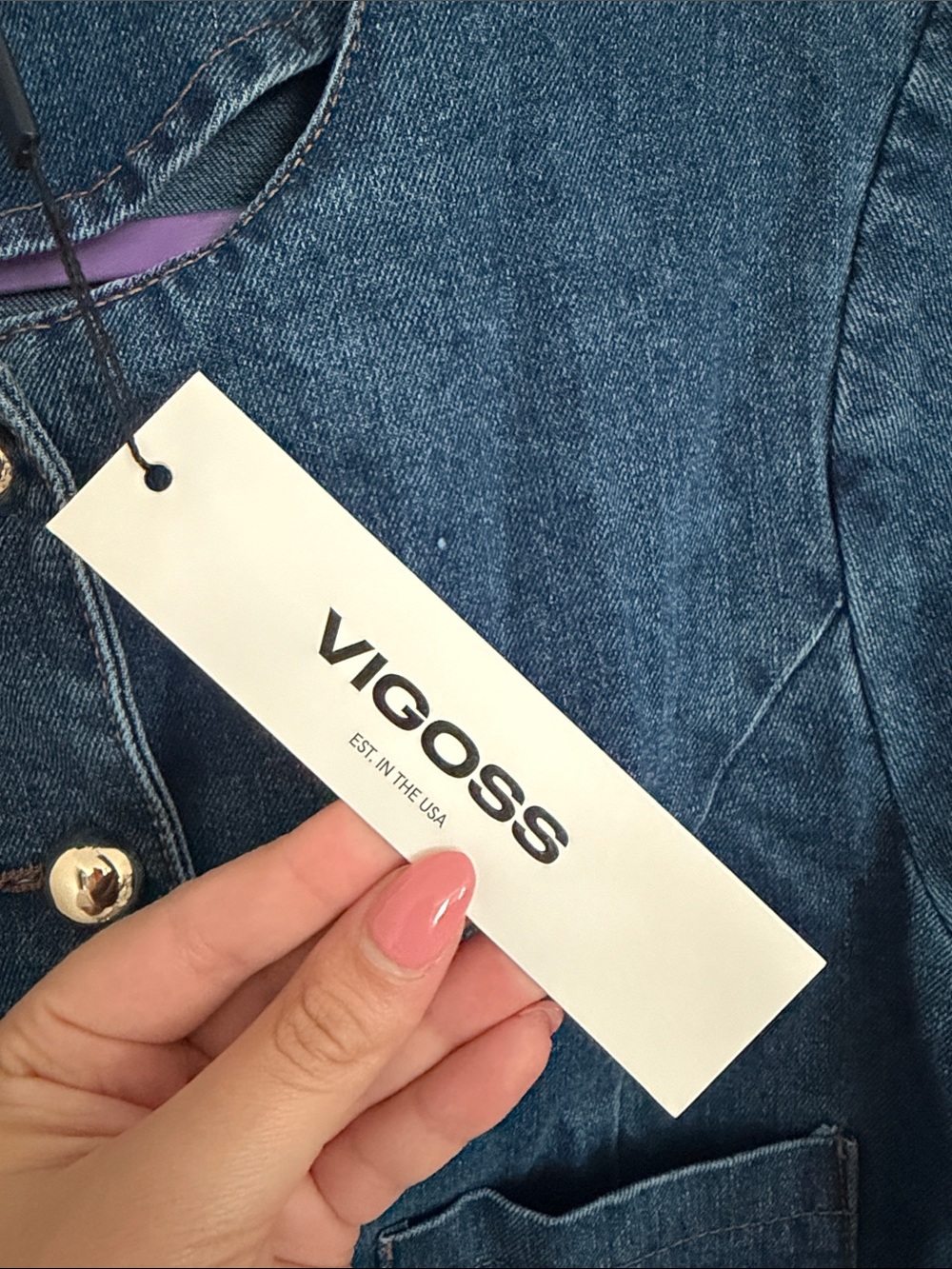 NWT Vigoss Dark Blue Cropped Denim Button Jacket - Picture 2 of 4